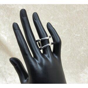 Vintage Unisex Double Band Stainless Steel Solid Double Loop Ring